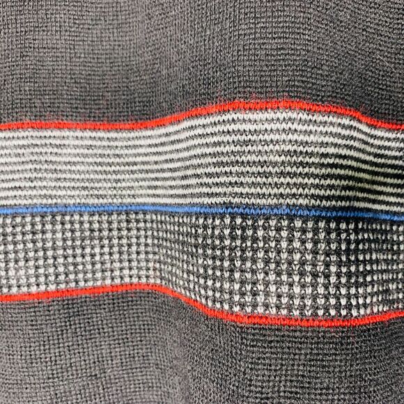 vintage 90s all wool sweater V neck stripes black red Damon size medium men - Picture 4 of 7